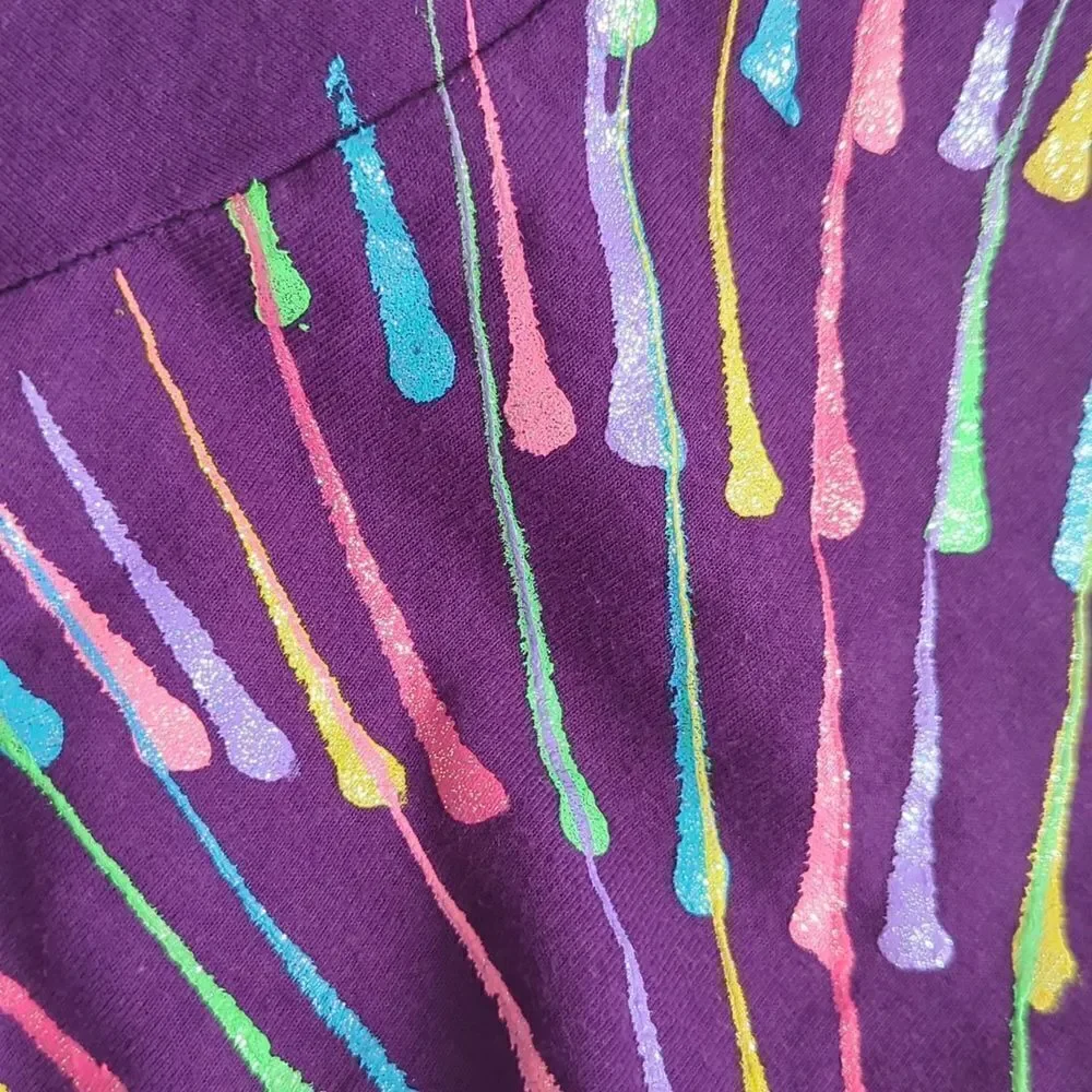 Vintage 80s girl purple sparkly‎ paint splatter size 14/16